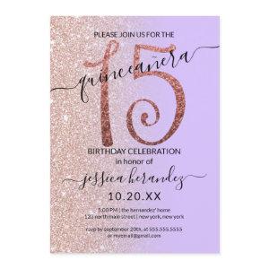 Girly Chic Lavender Gold Glitter Ombre Quinceañera