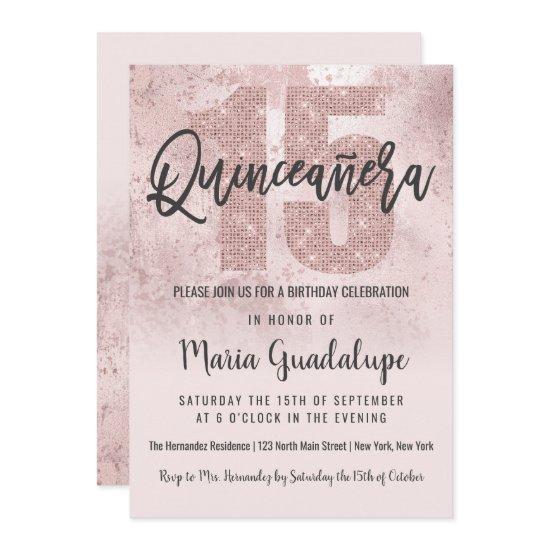 Girly Grunge Rose Gold Pink Glitter Quinceañera