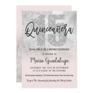 Girly Grunge Silver Pink Glitter Foil Quinceañera