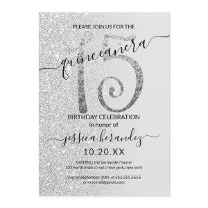 Girly Modern Gray Silver Glitter Ombre Quinceañera