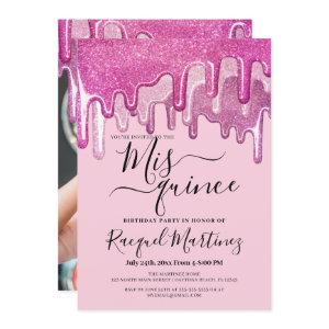 Girly Pink Thick Glitter Drips Photo Mis Quince
