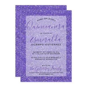 Girly Purple Glitter Quinceanera Birthday