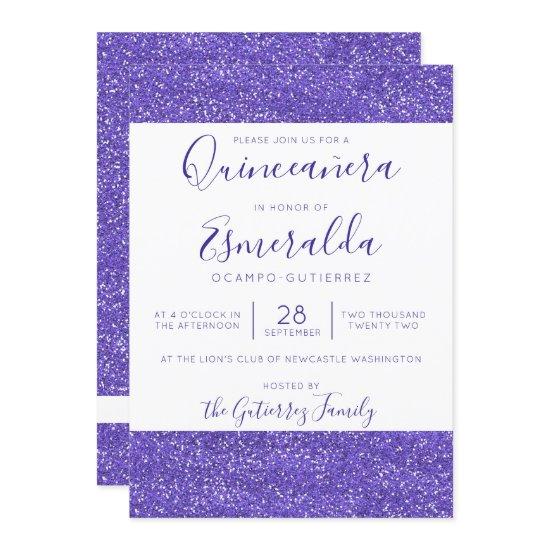 Girly Purple Glitter Sparkle Quinceanera