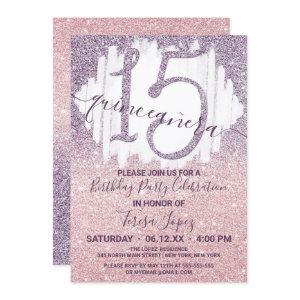 Girly Purple Pink Faux Glitter Ombre Quinceañera