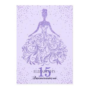 Girly Purple Violet Glitter Dress Quinceañera