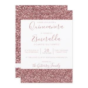 Girly Rose Gold Pink Glitter Sparkle Quinceanera