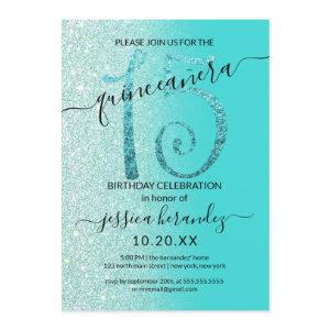 Girly Teal Mint Green Glitter Ombre Quinceañera
