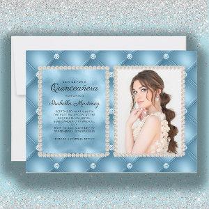 Glam Baby Blue Jewels Quinceañera Photo Pearls