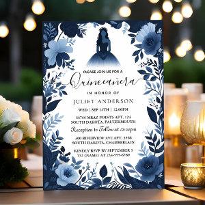 Glam Ball Gown Spark Dark Navy Blue Quinceanera