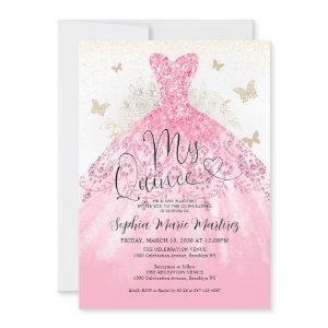 Glam Blush Pink Gold Dress Mis Quince Quinceañera
