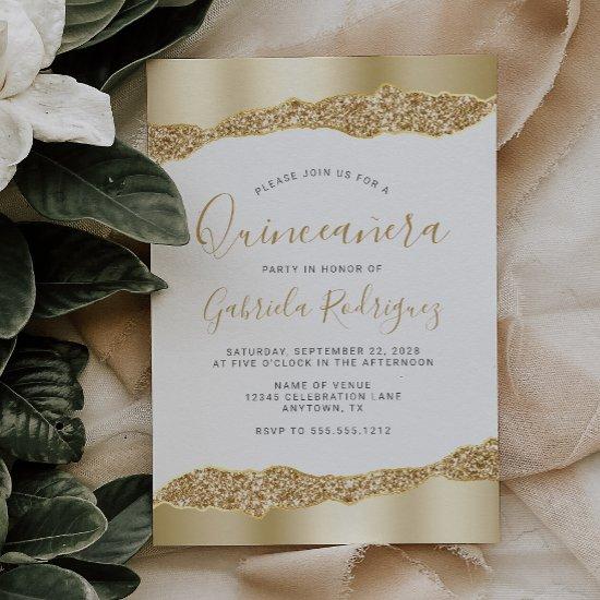 Glam Gold Foil Glitter Quinceañera