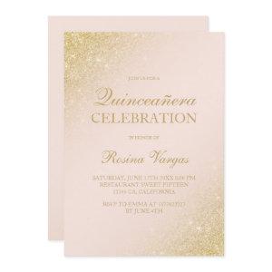 Glam gold glitter script blush pink Quinceanera