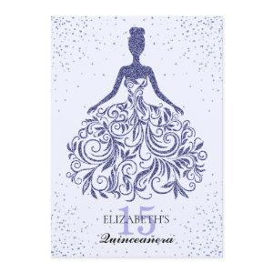 Glam Navy Blue Sparkle Dress Quinceañera Glitter