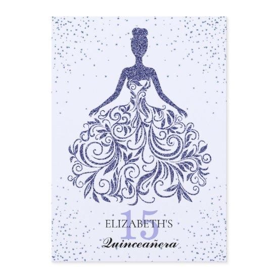Glam Navy Blue Sparkle Dress Quinceañera Glitter