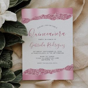 Glam Pink Foil Glitter Quinceañera