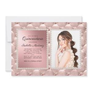 Glam Pink Rose Gold Quinceañera Photo Pearls