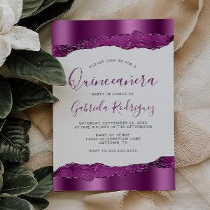 Glam Purple Plum Foil Glitter Quinceañera