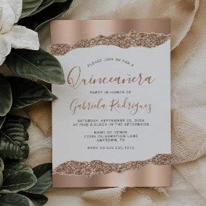 Glam Rose Gold Foil Glitter Quinceañera