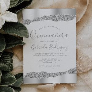 Glam Silver Foil Glitter Quinceañera