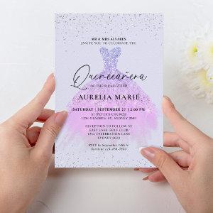 Glam Sparkle Gold Lilac Princess Dress Quinceanera