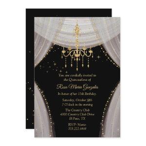 Glamorous Black Blush and Gold Quinceañera