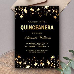 Glamorous Gold Glitter Stars Confetti Quinceanera
