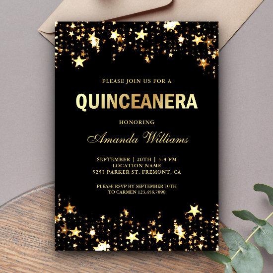 Glamorous Gold Glitter Stars Confetti Quinceanera