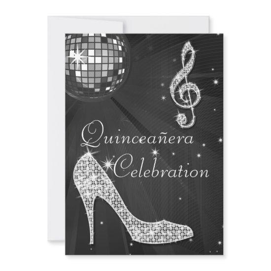 Glamorous Quinceañera Disco Ball and Sparkle Heels