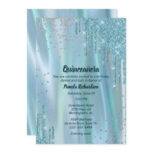 Glamorous Silk and Glitter Look Quinceañera Invita