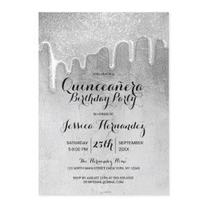 Glamorous Silver Thick Glitter Drips Quinceañera