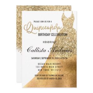 Glamorous White Gold Glitter Dress Quinceañera