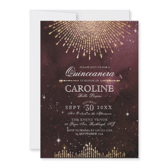 Glamour Art Deco Burgundy Quinceanera