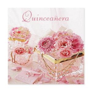 Glamour Jewels, Pink Flowers & Boxes Quinceanera