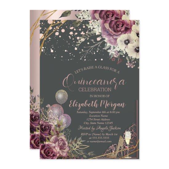 Glass Balloons Glitter Heels Flowers Quinceañera