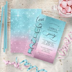Glitter and Shine Quinceanera Teal/Pink ID701