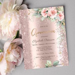 Glitter Confetti Rose Gold Roses Quinceanera