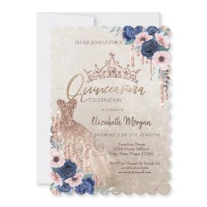 Glitter Crown Drips,Dress,Blue Roses Quinceañera