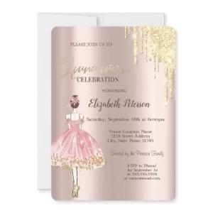 Glitter Drips,Ballerina,Rose Gold  Quinceañera