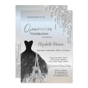 Glitter Drips,Black Dress,Eiffel Quinceañera