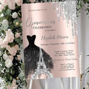 Glitter Drips,Black Dress,Eiffel Tower Quinceañer