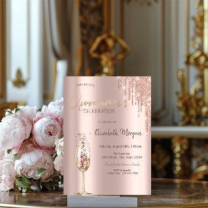Glitter Drips Champagne Glass Quinceañera