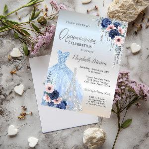 Glitter Drips,Dress,Blue Roses Quinceañera