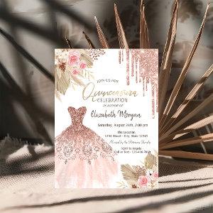 Glitter Drips Dress Boho Flowers Quinceañera