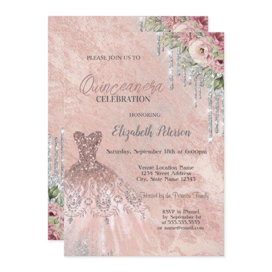 Glitter Drips,Dress Floral Chic Quinceanera