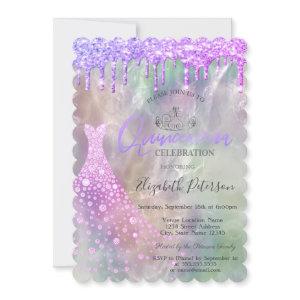 Glitter Drips Dress Holographic Quinceañera