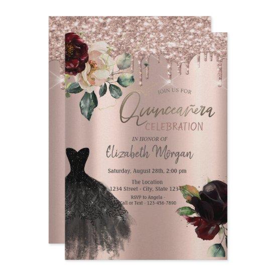 Glitter Drips,Dress,Roses Quinceañera
