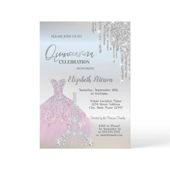 Glitter Drips,Lavander Dress,Eiffel Quinceañera