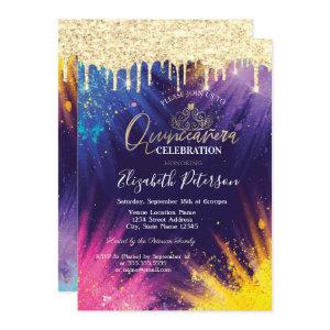 Glitter Drips Watercolor Splash Quinceañera