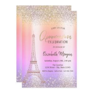 Glitter Eiffel Confetti Ombre Quinceañera