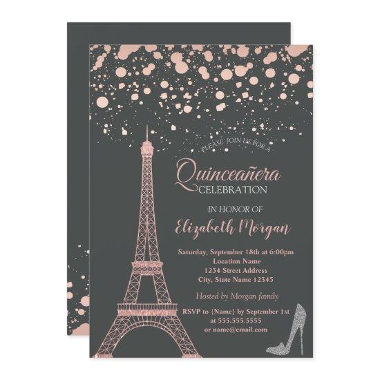 Glitter Eiffel Tower,Heels Dots Quinceañera